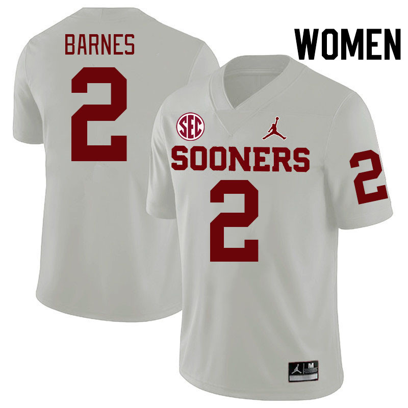 Women #2 Jovantae Barnes Oklahoma Sooners 2024 SEC Conference College Football Jerseys-White